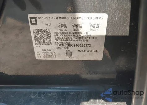 2018 Chevrolet Silverado 1500 1Lz from USA, damaged, VIN 3GCPCSEC2JG165372